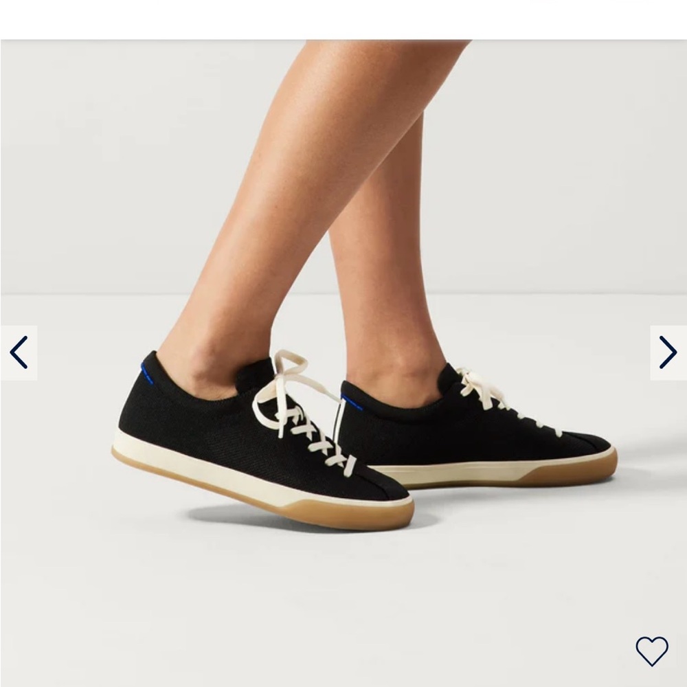 Rothy's Black Canvas Sneakers with Cream Laces and Gum Sole